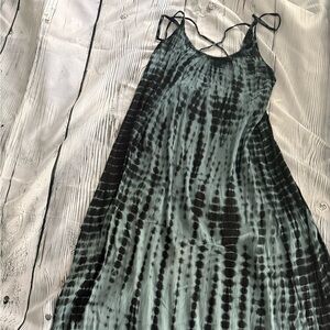 Black Tie-Dye Women's long dress, tie up back ~ Ankle length to a 5’6” person
